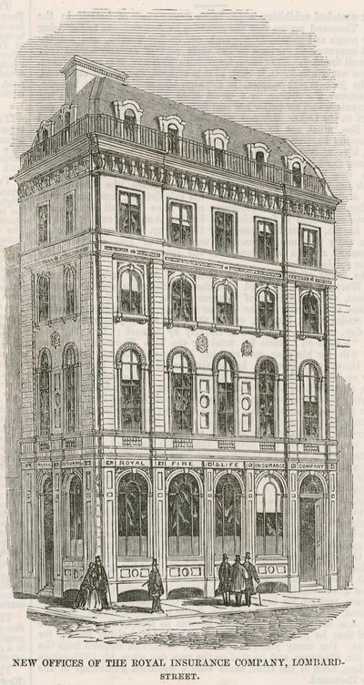 Nya kontor för Royal Insurance Company, Lombard Street, London av English School