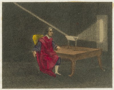 Newton upptäcker ljusets natur (kolorerad gravyr) av English School
