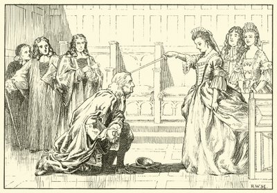 Newton adlad av drottning Anne (bläck på papper) av English School