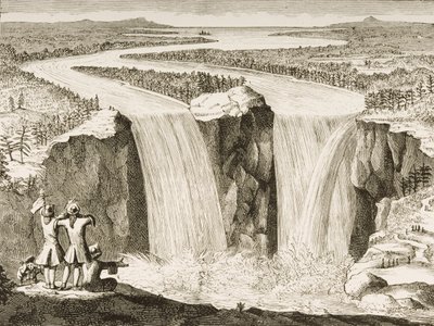 Niagara Falls, efter en skiss gjord av fader Hennepin 1677, från 