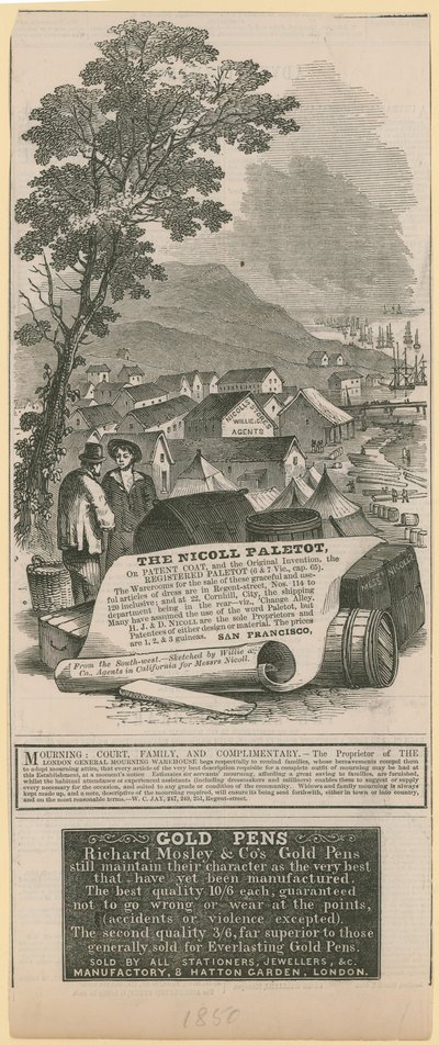 Nicoll Paletot, Richard Mosley & Co och London General Mourning Warehouse Advertising av English School