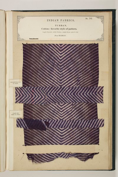 Nr 34: Turban, Indian Fabrics, sammanställd av John Forbes Watson av English School