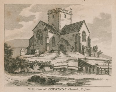 Nordvästlig utsikt över Poynings kyrka i Poynings av English School