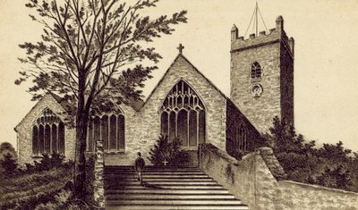 North Devon: Ilfracombe Parish Church, Holy Trinity (litografi) av English School