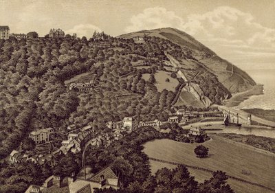 Norra Devon: Lynton och Lynmouth (litografi) av English School