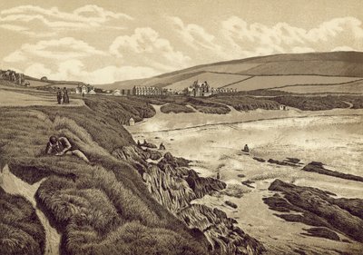North Devon: Woolacombe Sands (litografi) av English School