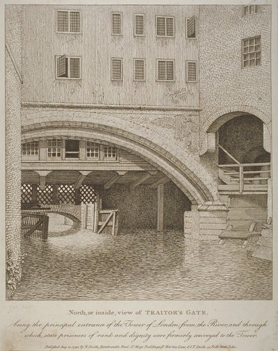 North View of Traitors Gate, Tower of London, publicerad av Nathaniel Smith (fl.1740-1802) 1798 av English School