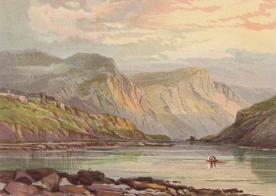 Norr om Wales, Llyn Ogwen (färg litho) av English School
