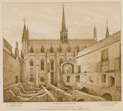 Norra sidan av Guildhall, London av English School