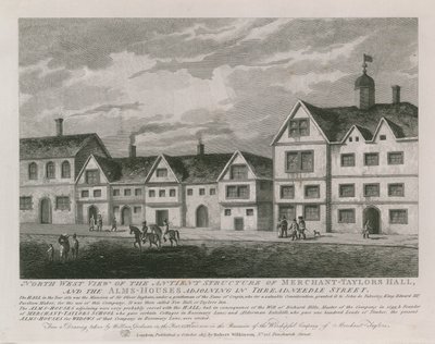 Nordvästlig vy av den antika strukturen i Merchant Taylors Hall av English School