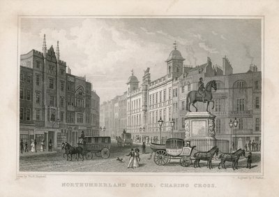 Northumberland House, Charing Cross. Bishs Lottery Office, No 9 Charing Cross, ligger granne med Golden Cross Hotel av English School