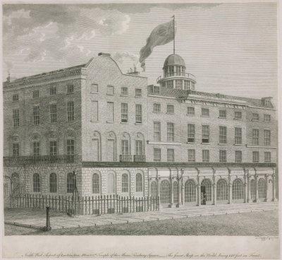 Nordvästra delen av Lackington, Allen & Cos Temple of the Muses, Finsbury Square av English School