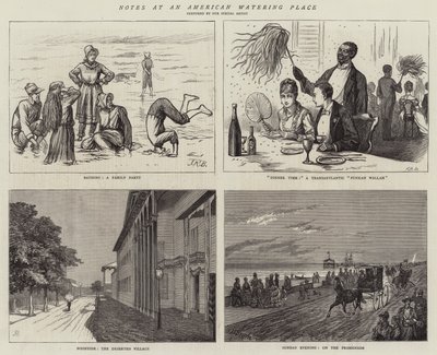 Anteckningar vid ett amerikanskt vattenställe (gravyr) av English School