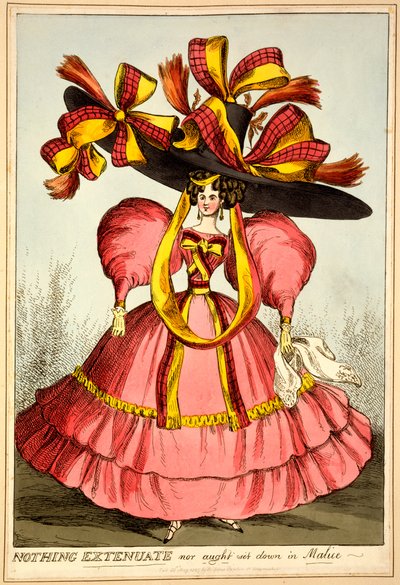 Inget förmildrande eller något nedsatt i Malice, 1827 (handfärgad gravyr) av English School