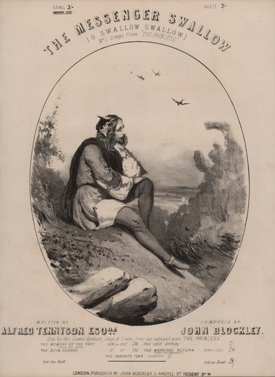 O Swallow Swallow, från Tennysons The Princess (färg litho) av English School