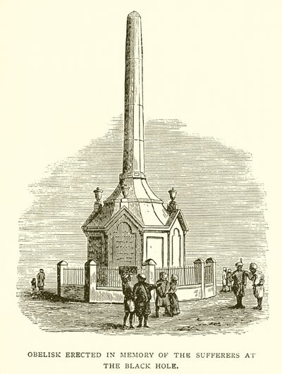 Obelisk rest till minne av de drabbade vid svarta hålet i Calcutta av English School