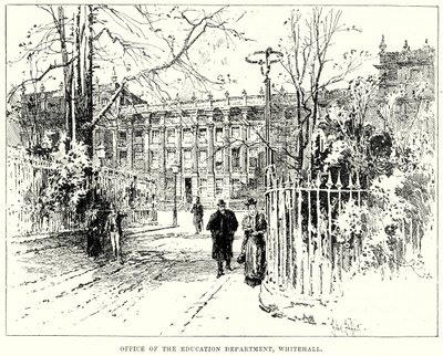 Utbildningsdepartementets kontor, Whitehall (gravyr) av English School
