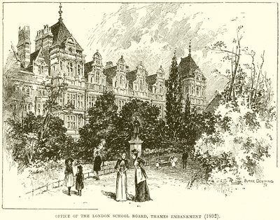 Office of the London School Board, Thames Embankment (1892) av English School