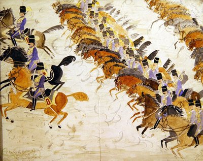 Officerare till häst i galopp, ca 1840 (akvarell på papper) av English School
