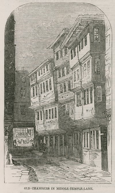 Gamla kamrar i Middle Temple Lane av English School