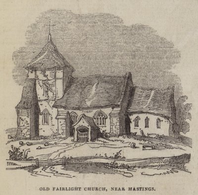 Old Fairlight Church, nära Hastings (gravyr) av English School