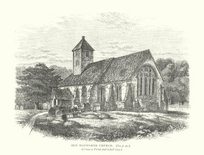 Gamla Hanworths kyrka (gravyr) av English School