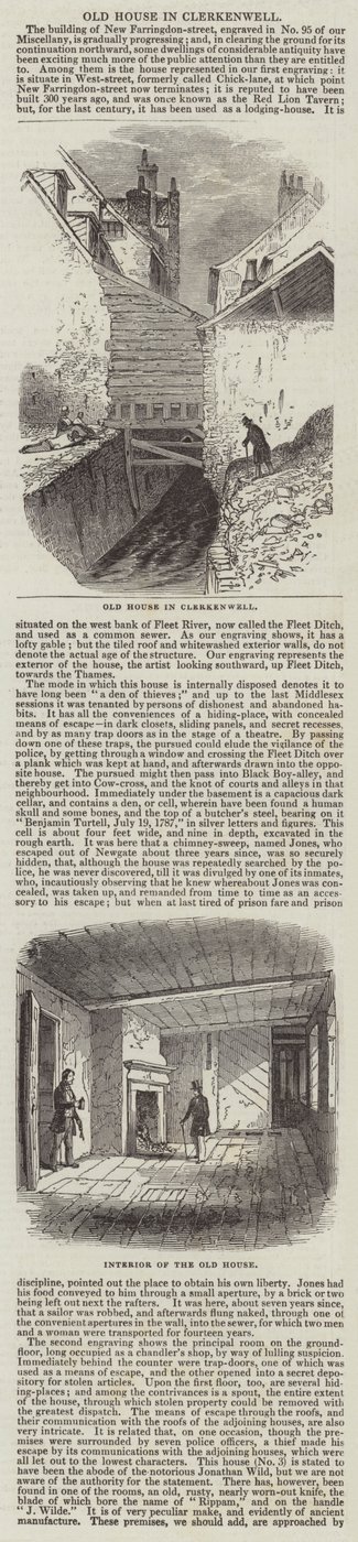 Gammalt hus i Clerkenwell (gravyr) av English School