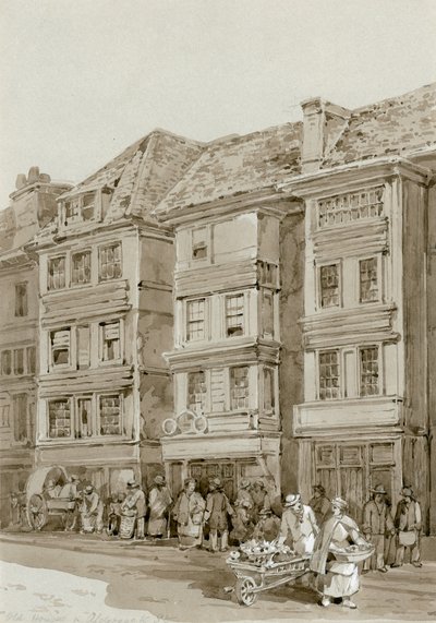 Gamla hus på Aldersgate Street (wc på papper) av English School