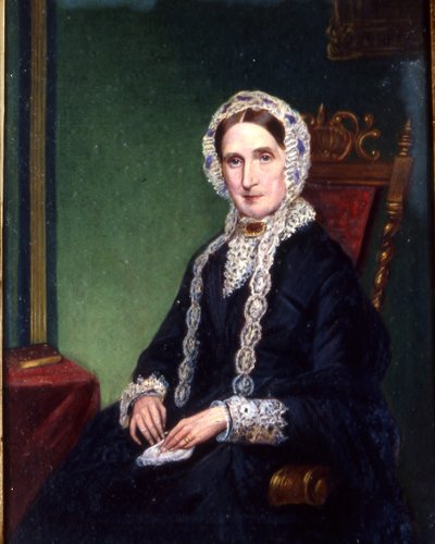 Old Lady in Widows Weeds, ca 1850 (olja på duk) av English School