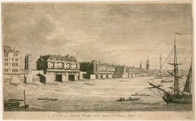 Old London Bridge, nära St Olaves Stairs av English School