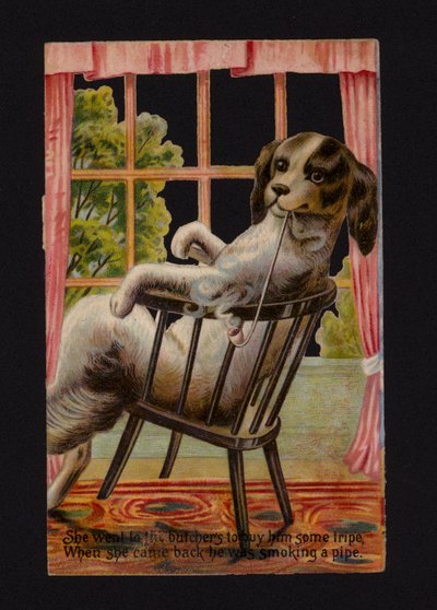 Gamla mamma Hubbard och hennes hund (chromolitho) av English School