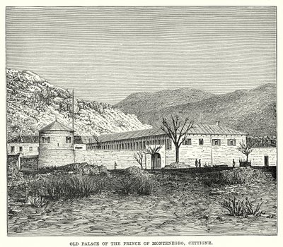 Altes Palais des Fürsten von Montenegro, Cettigne (Gravur) von English School