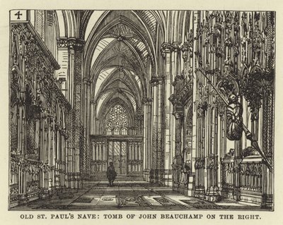 Old St Pauls Nave, Tomb of John Beauchamp till höger av English School