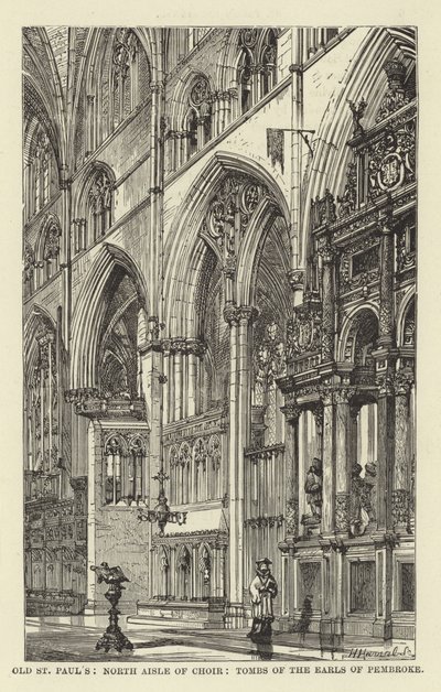 Old St Pauls, North Aisle of Choir, Tombs of the Earls of Pembroke av English School
