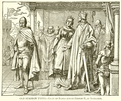 Gamla Suabian Typer.--Ernst av Suabia före Conrad II, i Ingelheim av English School