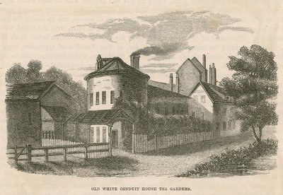 Old White Conduit House teträdgårdar, Pentonville, London av English School