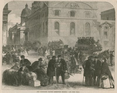 Gamla pensionärer lämnar Greenwich Hospital av English School