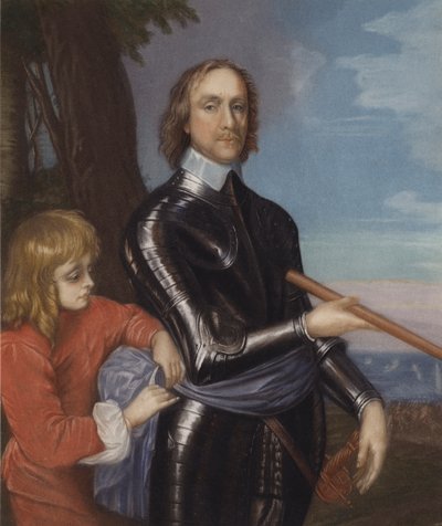 Oliver Cromwell (lito i färg) av English School