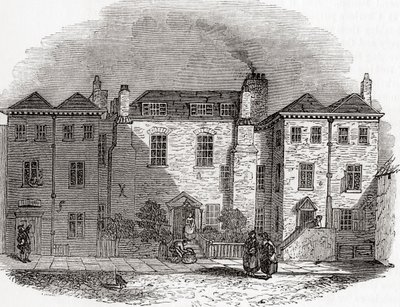 Oliver Cromwells hus, Clerkenwell Close, London, England, från Old England: A Pictorial Museum, pub. 1847 av English School