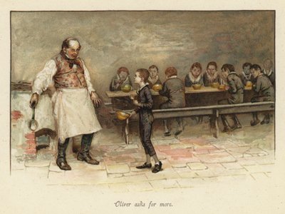 Oliver bittet um mehr (Chromolitho) von English School