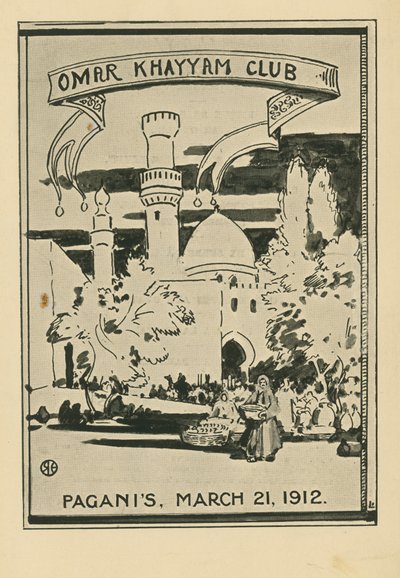 Omar Khayyam Club Dinner, 21 mars 1912, på Paganis Restaurant av English School