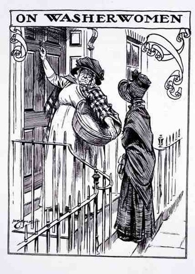 On Washerwomen (litho) av English School