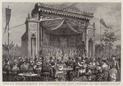 Underhållning utomhus för Londonbor, Cafe Chantant på Albert Palace (gravyr) av English School