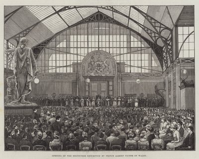 Invigning av Edinburgh-utställningen av prins Albert Victor av Wales (gravyr) av English School