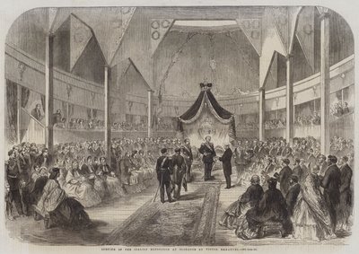 Invigning av den italienska utställningen i Florens av Victor Emmanuel (gravyr) av English School