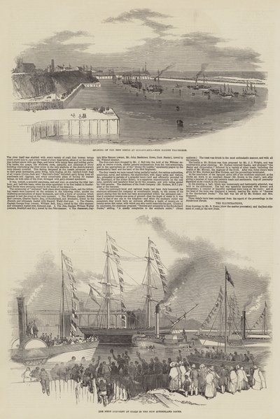 Öppnande av New Docks i Sunderland (gravyr) av English School
