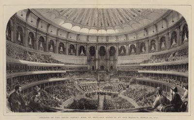 Invigning av Royal Albert Hall of Arts and Sciences av Hennes Majestät, 29 mars 1871 (gravyr) av English School