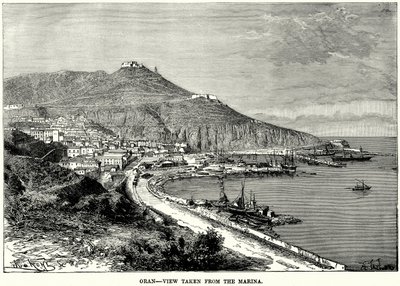 Oran - Vy tagen från marinan (gravyr) av English School
