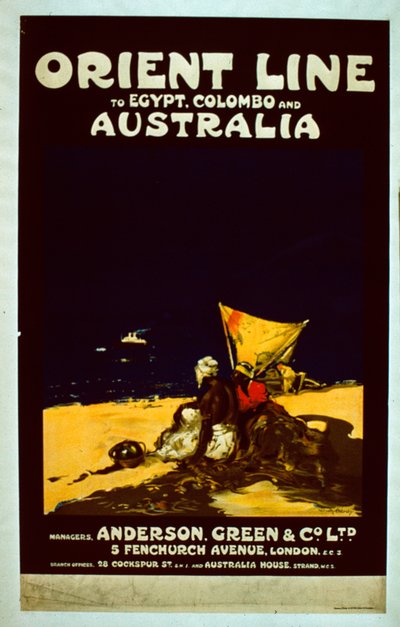 Orient Line affisch, ca 1920 av English School