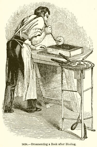 Utsmyckning av en bok efter inbindning av English School